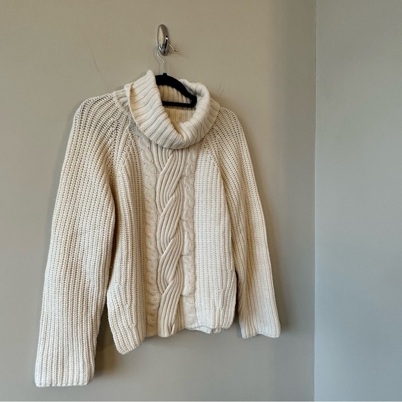 Jonathan Simkhai - Hadley Cable Open Back Wool Blend Pullover Cream/White - Picture 6 of 12